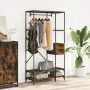 Coat rack with smoked oak engineered wood shelves by , Dresser Organizers and Bar Hangers - Ref: Foro24-847861, Price: 117,37...