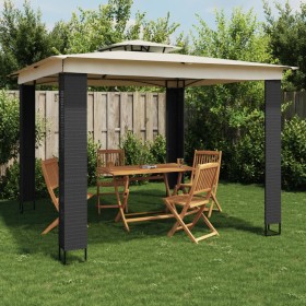 Pavillon mit doppeltem Dach aus cremefarbenem Stoff, 2,94x2,94 m. von , Zelte und Pavillons - Ref: Foro24-368444, Preis: 330,...