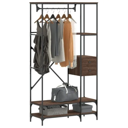 Coat rack with brown oak engineered wood shelves by , Dresser Organizers and Bar Hangers - Ref: Foro24-847863, Price: 114,78 ...