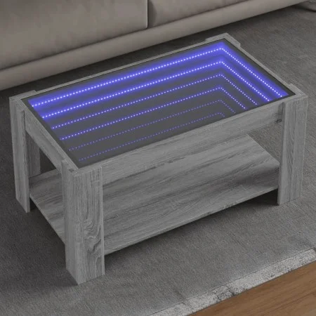 Center table and LED engineered wood in Sonoma gray 93x53x45 cm by , Coffee table - Ref: Foro24-847558, Price: 150,92 €, Disc...