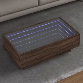 Mesa de centro y LED madera ingeniería marrón roble 90x50x30 cm de , Mesas de centro - Ref: Foro24-847524, Precio: 121,04 €, ...