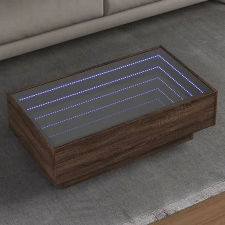 Center table and LED engineered wood in brown oak, 90x50x30 cm by , Coffee table - Ref: Foro24-847524, Price: 118,98 €, Disco...
