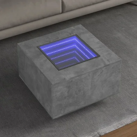 Center table and LED engineered wood in gray concrete 60x60x40cm by , Coffee table - Ref: Foro24-847570, Price: 116,41 €, Dis...