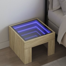 Bedside table with Infinity LED Sonoma oak 40x40x30 cm by , Nightstands - Ref: Foro24-3284072, Price: 57,20 €, Discount: %