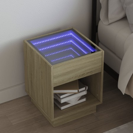 Bedside table with Infinity LED Sonoma oak 40x40x50 cm by , Nightstands - Ref: Foro24-3284079, Price: 60,14 €, Discount: %
