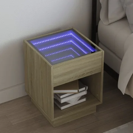 Bedside table with Infinity LED Sonoma oak 40x40x50 cm by , Nightstands - Ref: Foro24-3284079, Price: 59,42 €, Discount: %
