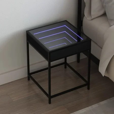 Bedside table with Infinity LED black 40x40x51 cm by , Nightstands - Ref: Foro24-3284091, Price: 59,98 €, Discount: %
