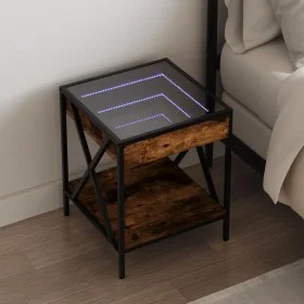 Bedside table with Infinity LED smoked oak 40x40x49 cm by , Nightstands - Ref: Foro24-3284098, Price: 64,25 €, Discount: %
