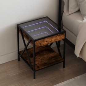 Nachttisch mit Infinity LED in geräucherter Eiche 40x40x49 cm von , Nachttische - Ref: Foro24-3284098, Preis: 65,28 €, Rabatt: %