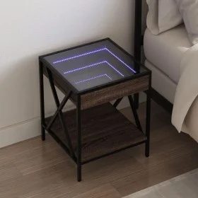 Bedside table with Infinity LED brown oak 40x40x49 cm by , Nightstands - Ref: Foro24-3284100, Price: 67,51 €, Discount: %