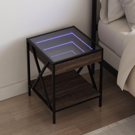 Bedside table with Infinity LED brown oak 40x40x49 cm by , Nightstands - Ref: Foro24-3284100, Price: 68,59 €, Discount: %