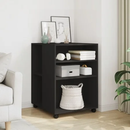 Mesa auxiliar con ruedas madera de ingeniería negra 55x60x78 cm de , Armarios archivadores - Ref: Foro24-853156, Precio: 70,9...
