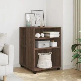 Side table with wheels, engineered wood, brown oak, 55x60x78 cm by , Filing cabinets - Ref: Foro24-853161, Price: 86,74 €, Di...