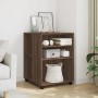 Side table with wheels, engineered wood, brown oak, 55x60x78 cm by , Filing cabinets - Ref: Foro24-853161, Price: 87,97 €, Di...