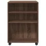 Side table with wheels, engineered wood, brown oak, 55x60x78 cm by , Filing cabinets - Ref: Foro24-853161, Price: 86,74 €, Di...
