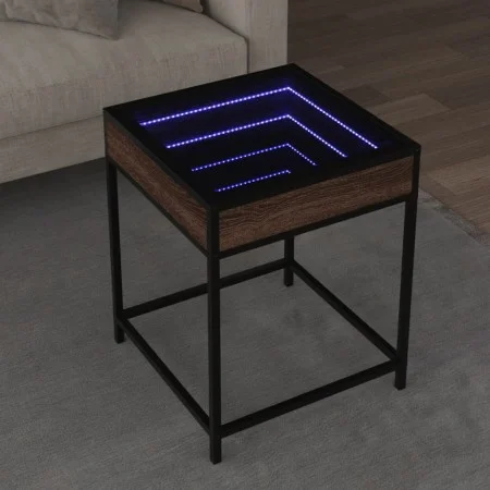 Coffee table with Infinity LED brown oak 40x40x51 cm by , Coffee table - Ref: Foro24-847676, Price: 54,39 €, Discount: %