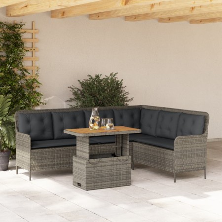 Gartensofa-Set mit Kissen, 2-teilig, aus grauem Kunststoffrattan. von , Gartensets - Ref: Foro24-3262088, Preis: 477,79 €, Ra...