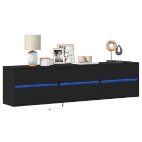 Schwarzer TV-Wandschrank mit LED-Beleuchtung 180x31x45 cm. von , TV-Möbel - Ref: Foro24-3307934, Preis: 157,43 €, Rabatt: %