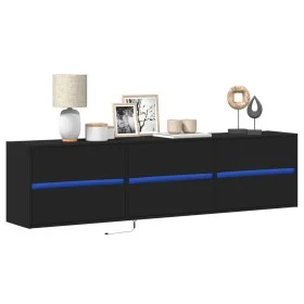 Wall-mounted TV stand with LED lights black 180x31x45 cm by , TV Furniture - Ref: Foro24-3307934, Price: 155,10 €, Discount: %