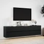 Wall-mounted TV stand with LED lights black 180x31x45 cm by , TV Furniture - Ref: Foro24-3307934, Price: 154,90 €, Discount: %