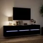 Wall-mounted TV stand with LED lights black 180x31x45 cm by , TV Furniture - Ref: Foro24-3307934, Price: 154,90 €, Discount: %