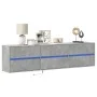 Wall-mounted TV unit with LED in concrete gray, 180x31x45 cm. by , TV Furniture - Ref: Foro24-3307936, Price: 124,63 €, Disco...