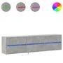 Wall-mounted TV unit with LED in concrete gray, 180x31x45 cm. by , TV Furniture - Ref: Foro24-3307936, Price: 124,63 €, Disco...