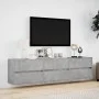 Wall-mounted TV unit with LED in concrete gray, 180x31x45 cm. by , TV Furniture - Ref: Foro24-3307936, Price: 124,63 €, Disco...