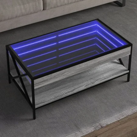 Coffee table with Infinity LED gray Sonoma 90x50x38 cm by , Coffee table - Ref: Foro24-847710, Price: 113,59 €, Discount: %
