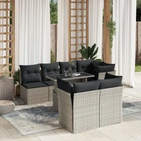 Garden sofa set 8 pieces and gray synthetic rattan cushions by , Garden sets - Ref: Foro24-3266412, Price: 629,76 €, Discount: %