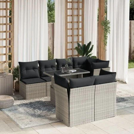 Gartensofagarnitur 8-teilig mit grauen Polstern aus synthetischem Rattan von , Gartensets - Ref: Foro24-3266412, Preis: 629,7...
