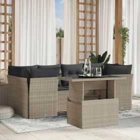7-piece garden sofa set with light gray PE rattan cushions by , Garden sets - Ref: Foro24-3266382, Price: 554,98 €, Discount: %