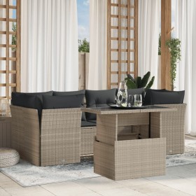Set de sofás de jardín 7 pzas con cojines ratán PE gris claro de , Conjuntos de jardín - Ref: Foro24-3266382, Precio: 532,84 ...