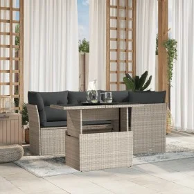 Garden sofa set and cushions 5 pieces light gray synthetic rattan by , Garden sets - Ref: Foro24-3266562, Price: 421,13 €, Di...