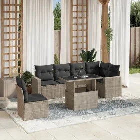 7-piece garden sofa set with light gray PE rattan cushions by , Garden sets - Ref: Foro24-3267312, Price: 536,85 €, Discount: %