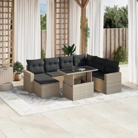Gartensofagarnitur 8-teilig mit grauen Polstern aus synthetischem Rattan von , Gartensets - Ref: Foro24-3267442, Preis: 584,6...