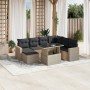 Gartensofagarnitur 8-teilig mit grauen Polstern aus synthetischem Rattan von , Gartensets - Ref: Foro24-3267442, Preis: 572,9...