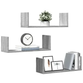 Wall shelf 3 units engineered wood Sonoma gray 58x18x18cm by , Shelves and shelves - Ref: Foro24-853286, Price: 28,60 €, Disc...