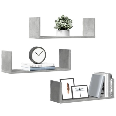 Wall shelves 2 units engineered wood gray concrete 58x18x18cm by , Shelves and shelves - Ref: Foro24-853284, Price: 27,49 €, ...