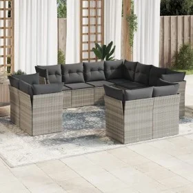 Garden sofa set 11 pieces and gray synthetic rattan cushions by , Garden sets - Ref: Foro24-3218512, Price: 874,50 €, Discoun...