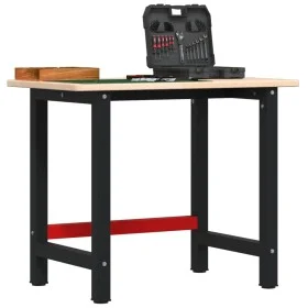 Rectangular solid oak workbench 100x60x81.5 cm by , Work tables - Ref: Foro24-3309656, Price: 161,66 €, Discount: %