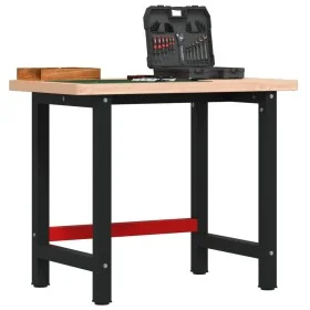Solid beech wood rectangular workbench 100x60x83 cm by , Work tables - Ref: Foro24-3309661, Price: 207,58 €, Discount: %