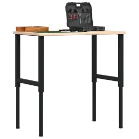 Rectangular solid wood workbench 100x60x(71.5-98) cm by , Work tables - Ref: Foro24-3309678, Price: 132,57 €, Discount: %