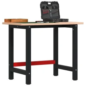 Rechteckiger Arbeitstisch aus massiver Eiche, 100x60x81,5 cm. von , Arbeitstische - Ref: Foro24-3309660, Preis: 158,11 €, Rab...