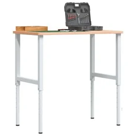 Banco de trabajo rectangular madera maciza 100x60x(71,5-98) cm by , Work tables - Ref: Foro24-3309704, Price: 129,83 €, Disco...