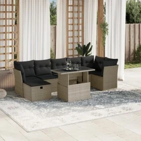 Gartensofagarnitur 8-teilig mit grauen Polstern aus synthetischem Rattan von , Gartensets - Ref: Foro24-3274672, Preis: 598,6...