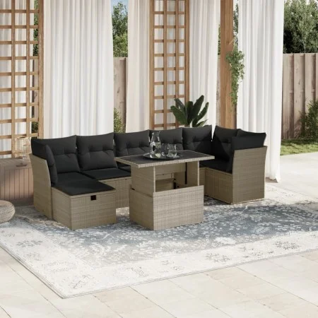 Set de sofás de jardín 8 pzas y cojines ratán sintético gris by , Garden sets - Ref: Foro24-3274672, Price: 598,62 €, Discoun...