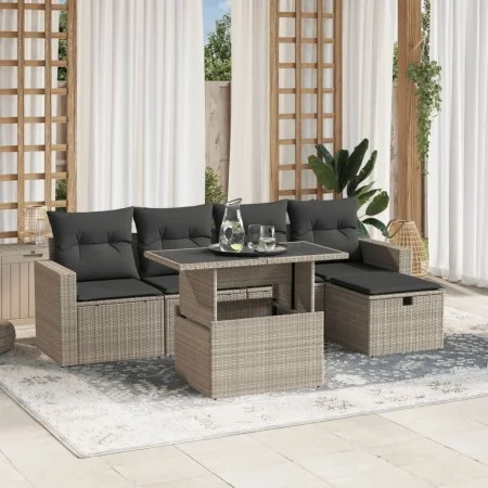 Set de sofás de jardín 6 pzas y cojines ratán sintético gris de , Conjuntos de jardín - Ref: Foro24-3274812, Precio: 431,34 €...