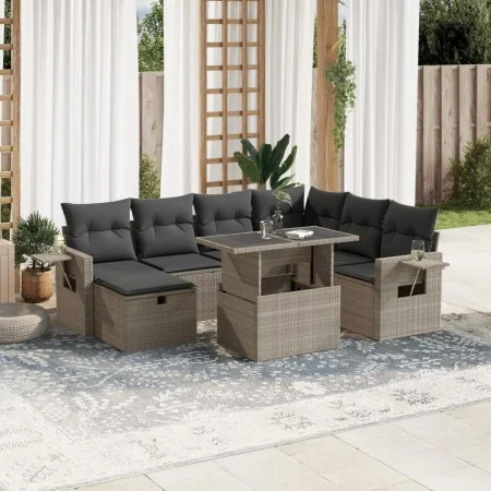 Set de sofás de jardín 8 pzas y cojines ratán sintético gris de , Conjuntos de jardín - Ref: Foro24-3275002, Precio: 595,61 €...