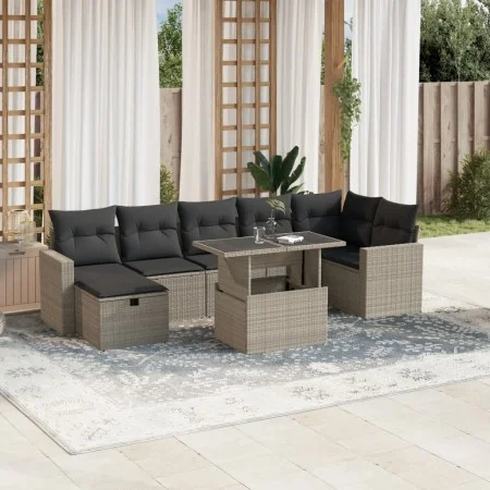 Garden sofa set 8 pcs. and cushions synthetic rattan gray by , Garden sets - Ref: Foro24-3274832, Price: 590,82 €, Discount: %